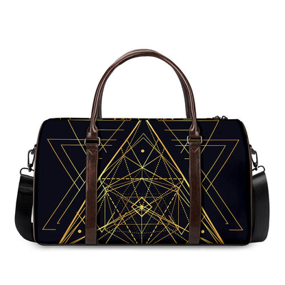 Geometric Pyramid Print Duffle Bag