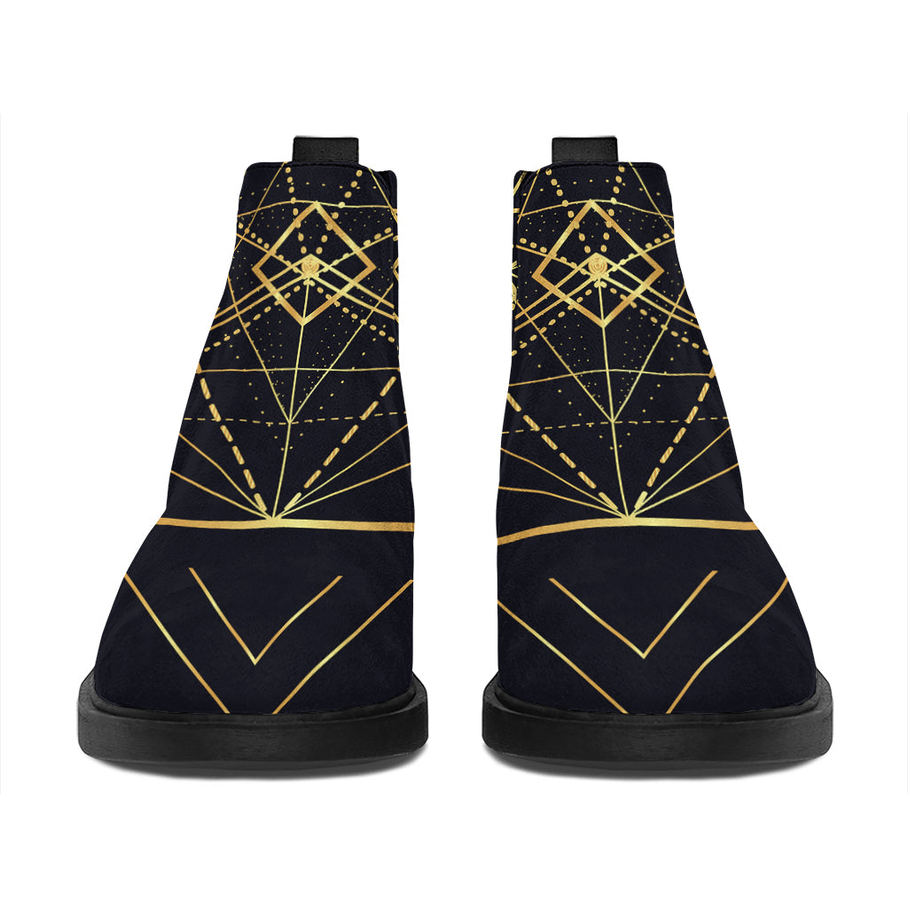 Geometric Pyramid Print Flat Ankle Boots