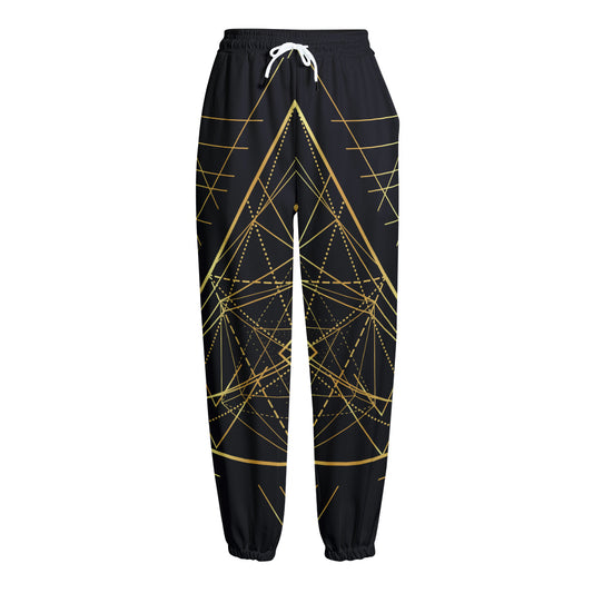 Geometric Pyramid Print Fleece Lined Knit Pants