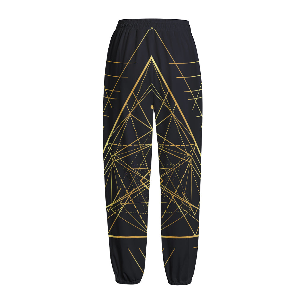 Geometric Pyramid Print Fleece Lined Knit Pants