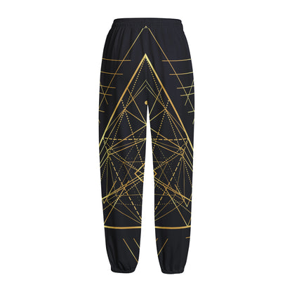 Geometric Pyramid Print Fleece Lined Knit Pants