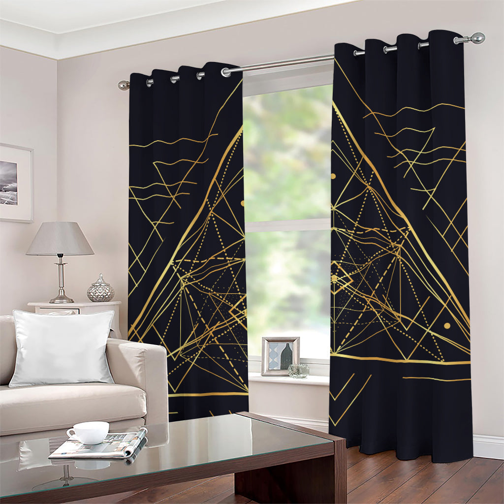 Geometric Pyramid Print Grommet Curtains