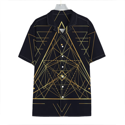 Geometric Pyramid Print Hawaiian Shirt
