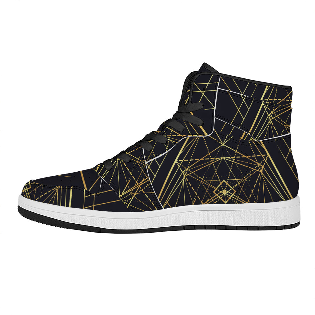 Geometric Pyramid Print High Top Leather Sneakers