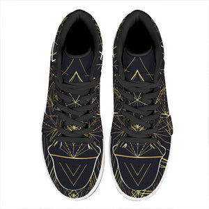 Geometric Pyramid Print High Top Leather Sneakers