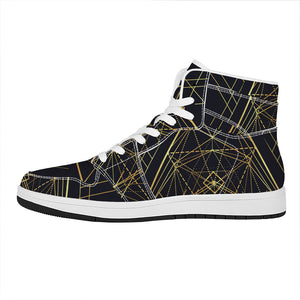 Geometric Pyramid Print High Top Leather Sneakers