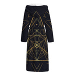 Geometric Pyramid Print Hooded Bathrobe