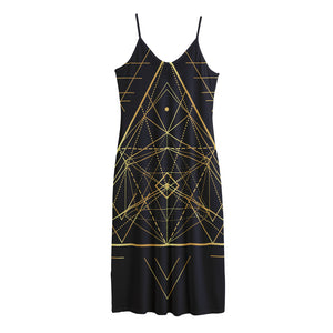 Geometric Pyramid Print Jersey Midi Cami Dress