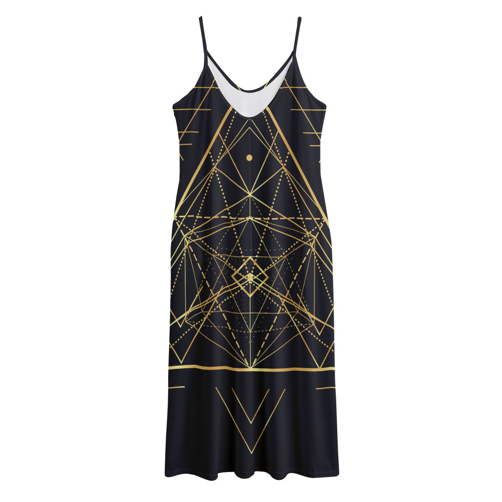 Geometric Pyramid Print Jersey Midi Cami Dress