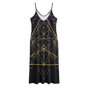 Geometric Pyramid Print Jersey Midi Cami Dress