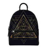 Geometric Pyramid Print Leather Backpack