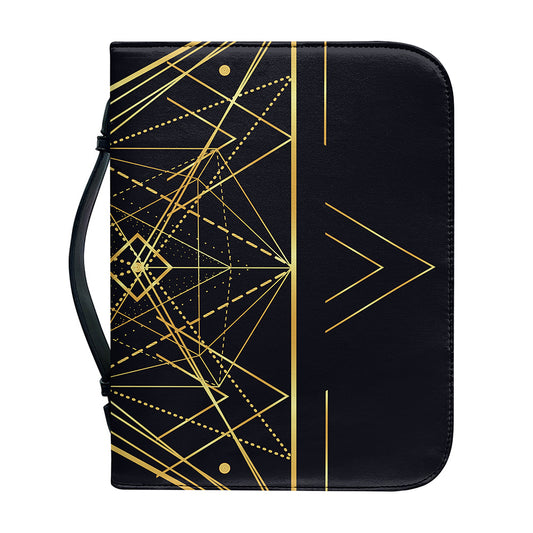 Geometric Pyramid Print Leather Bible Cover