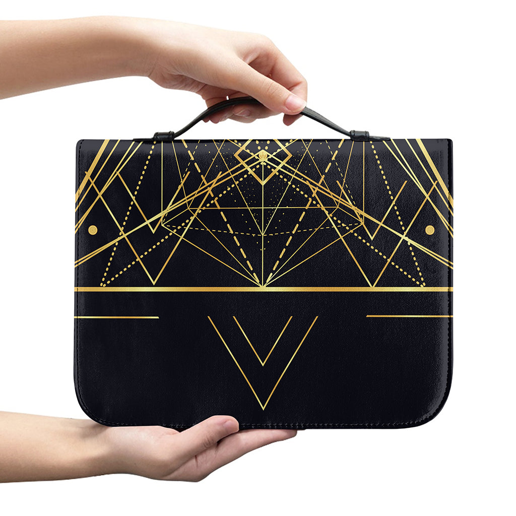 Geometric Pyramid Print Leather Bible Cover
