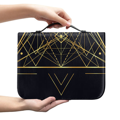 Geometric Pyramid Print Leather Bible Cover