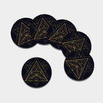 Geometric Pyramid Print Leather Coaster Set
