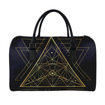 Geometric Pyramid Print Leather Duffle Bag