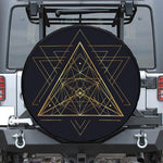 Geometric Pyramid Print Leather Spare Tire Cover