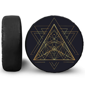 Geometric Pyramid Print Leather Spare Tire Cover