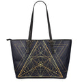 Geometric Pyramid Print Leather Tote Bag With Zipper