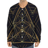 Geometric Pyramid Print Long Sleeve Baseball Jersey