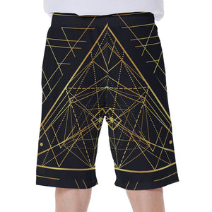 Geometric Pyramid Print Men's Beach Shorts