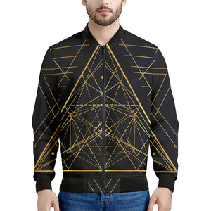 Geometric Pyramid Print Men's Bomber Jacket