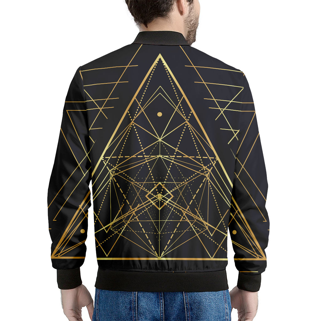 Geometric Pyramid Print Men's Bomber Jacket
