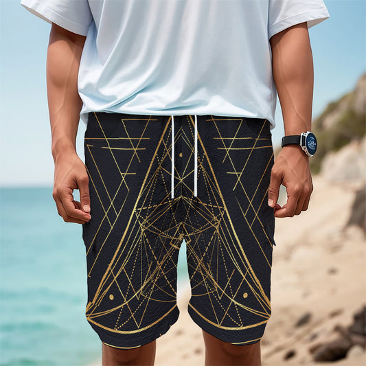 Geometric Pyramid Print Men's Cargo Shorts