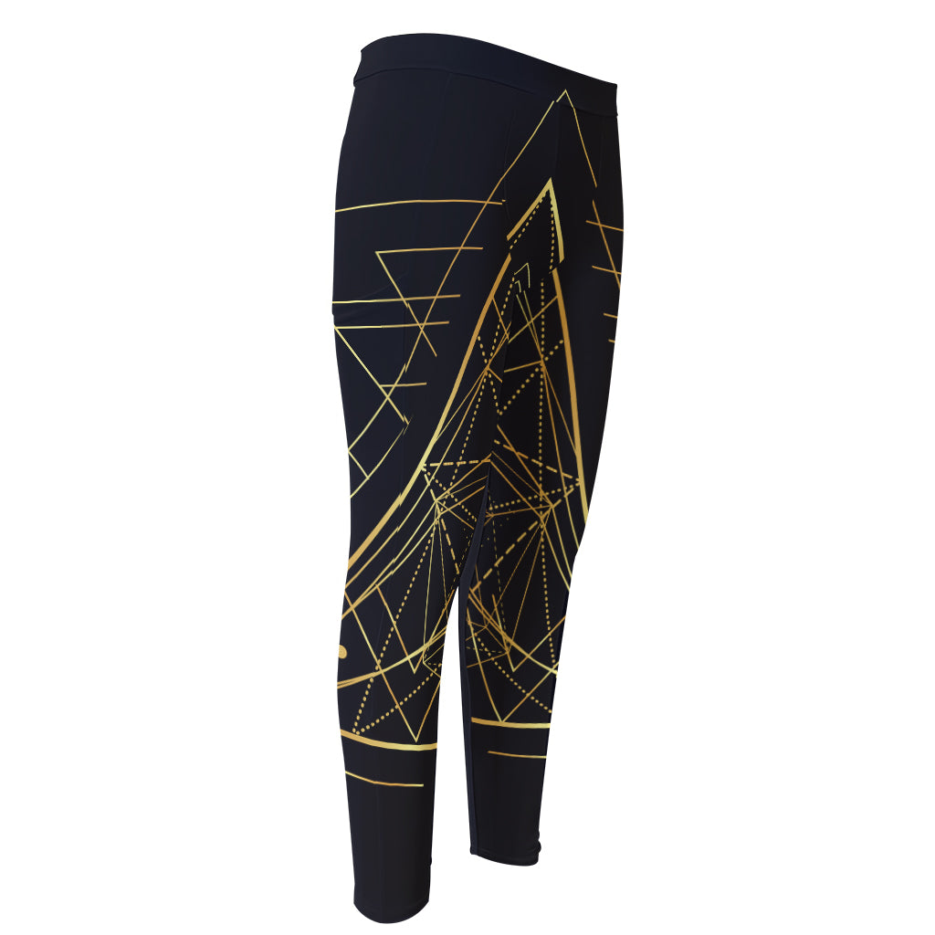 Geometric Pyramid Print Men's Compression Pants