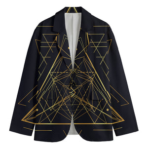 Geometric Pyramid Print Men's Cotton Blazer