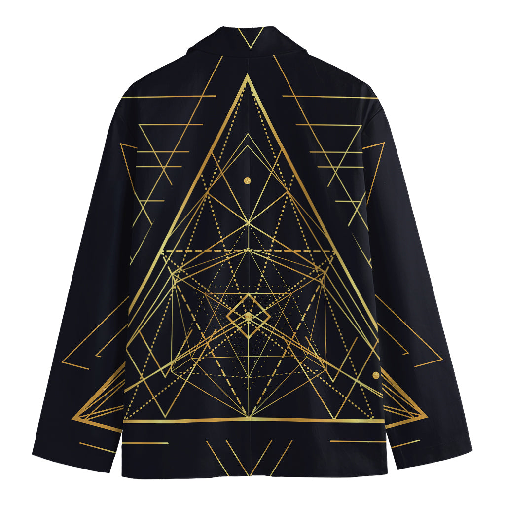 Geometric Pyramid Print Men's Cotton Blazer