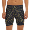 Geometric Pyramid Print Men's Long Boxer Briefs