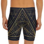 Geometric Pyramid Print Men's Long Boxer Briefs