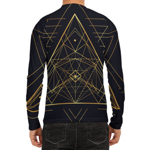 Geometric Pyramid Print Men's Long Sleeve Rash Guard