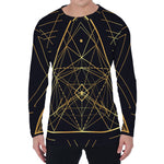 Geometric Pyramid Print Men's Long Sleeve T-Shirt