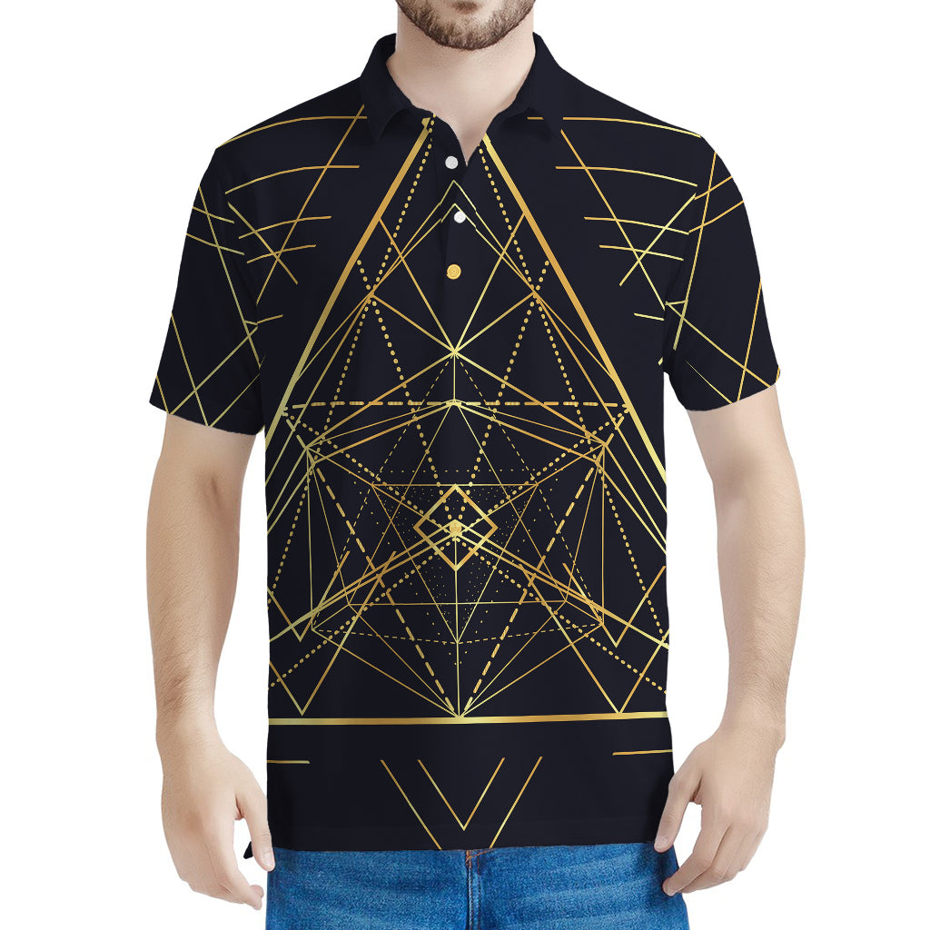 Geometric Pyramid Print Men's Polo Shirt