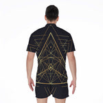 Geometric Pyramid Print Men's Rompers