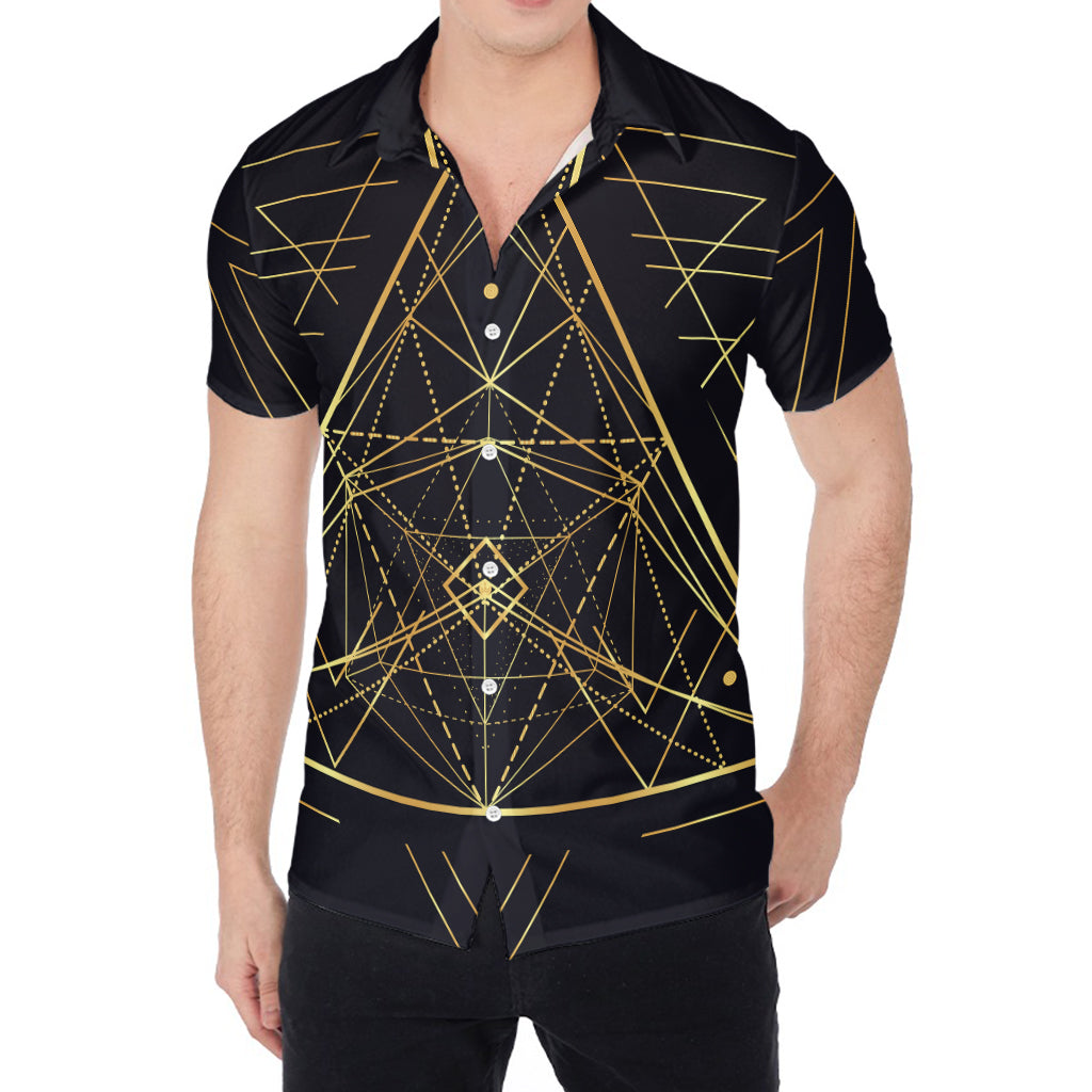 Geometric Pyramid Print Men's Shirt