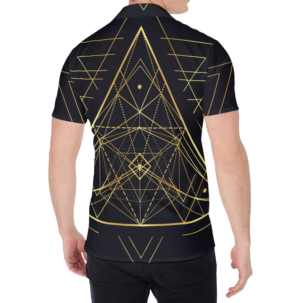 Geometric Pyramid Print Men's Shirt