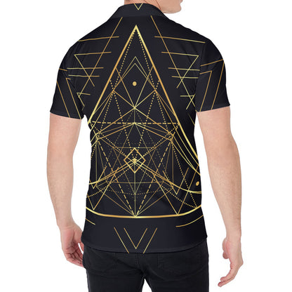 Geometric Pyramid Print Men's Shirt