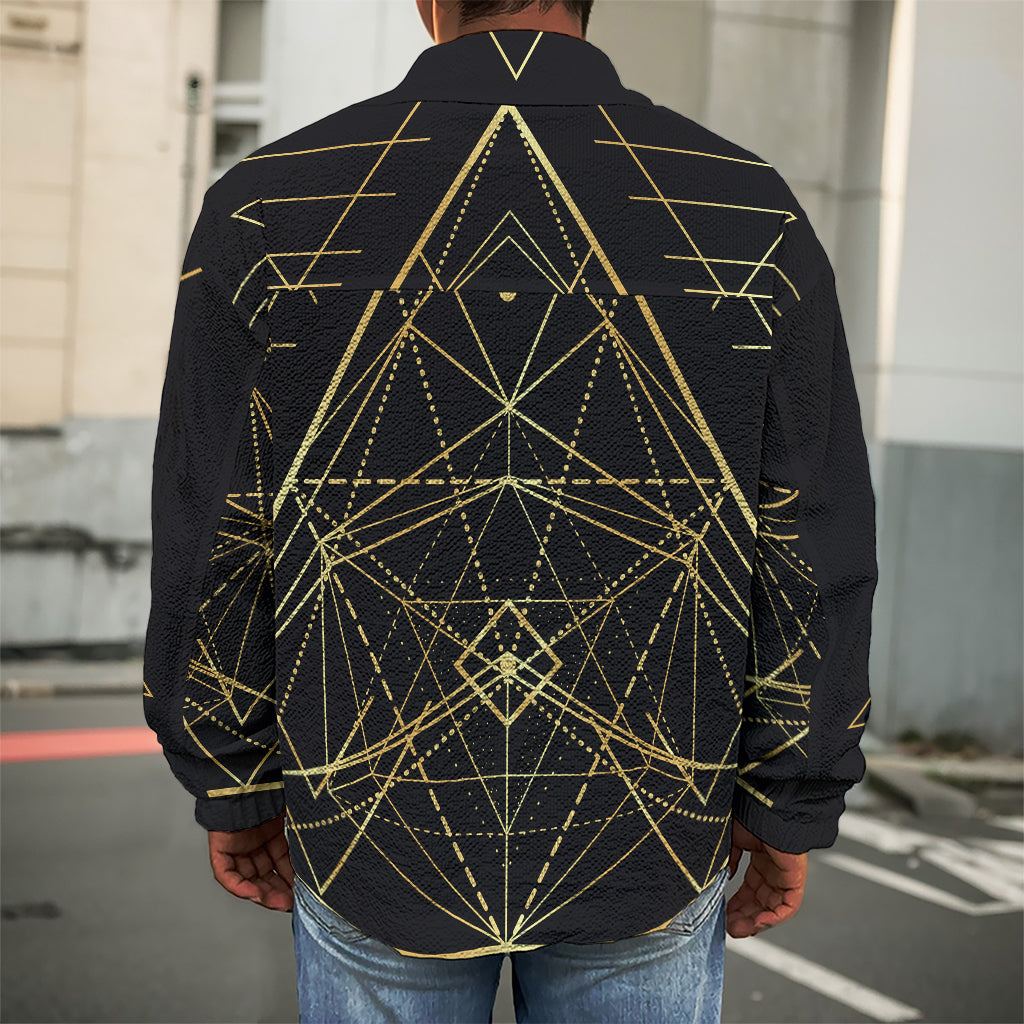 Geometric Pyramid Print Men's Shirt Jacket