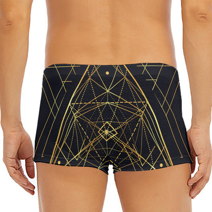 Geometric Pyramid Print Men's Short Boxer Briefs