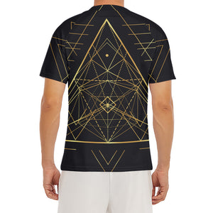 Geometric Pyramid Print Men's Short Sleeve Rash Guard