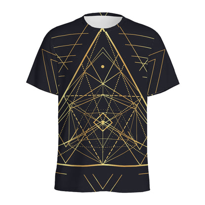 Geometric Pyramid Print Men's Sports T-Shirt