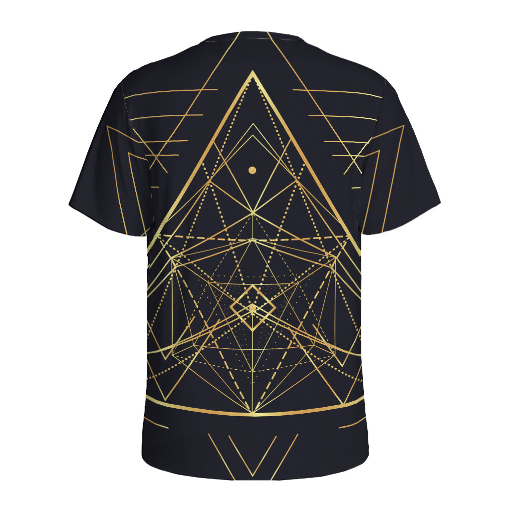 Geometric Pyramid Print Men's Sports T-Shirt