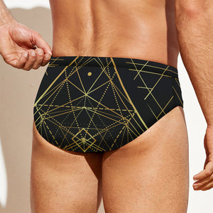 Geometric Pyramid Print Men's Swim Briefs