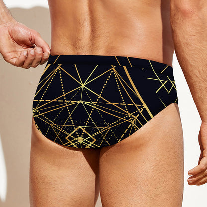 Geometric Pyramid Print Men's Swim Briefs