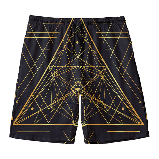 Geometric Pyramid Print Men's Swim Trunks