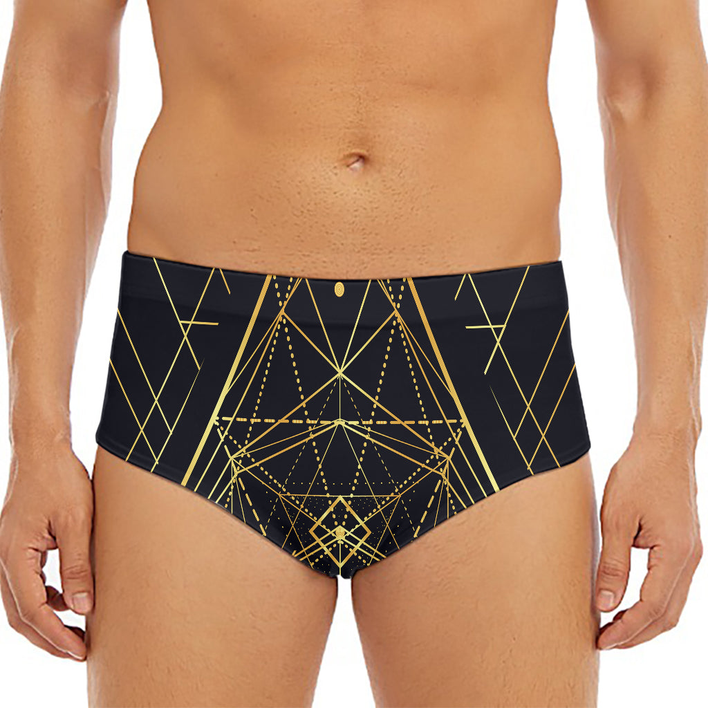 Geometric Pyramid Print Men's Triangle Swim Briefs