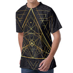 Geometric Pyramid Print Men's Velvet T-Shirt